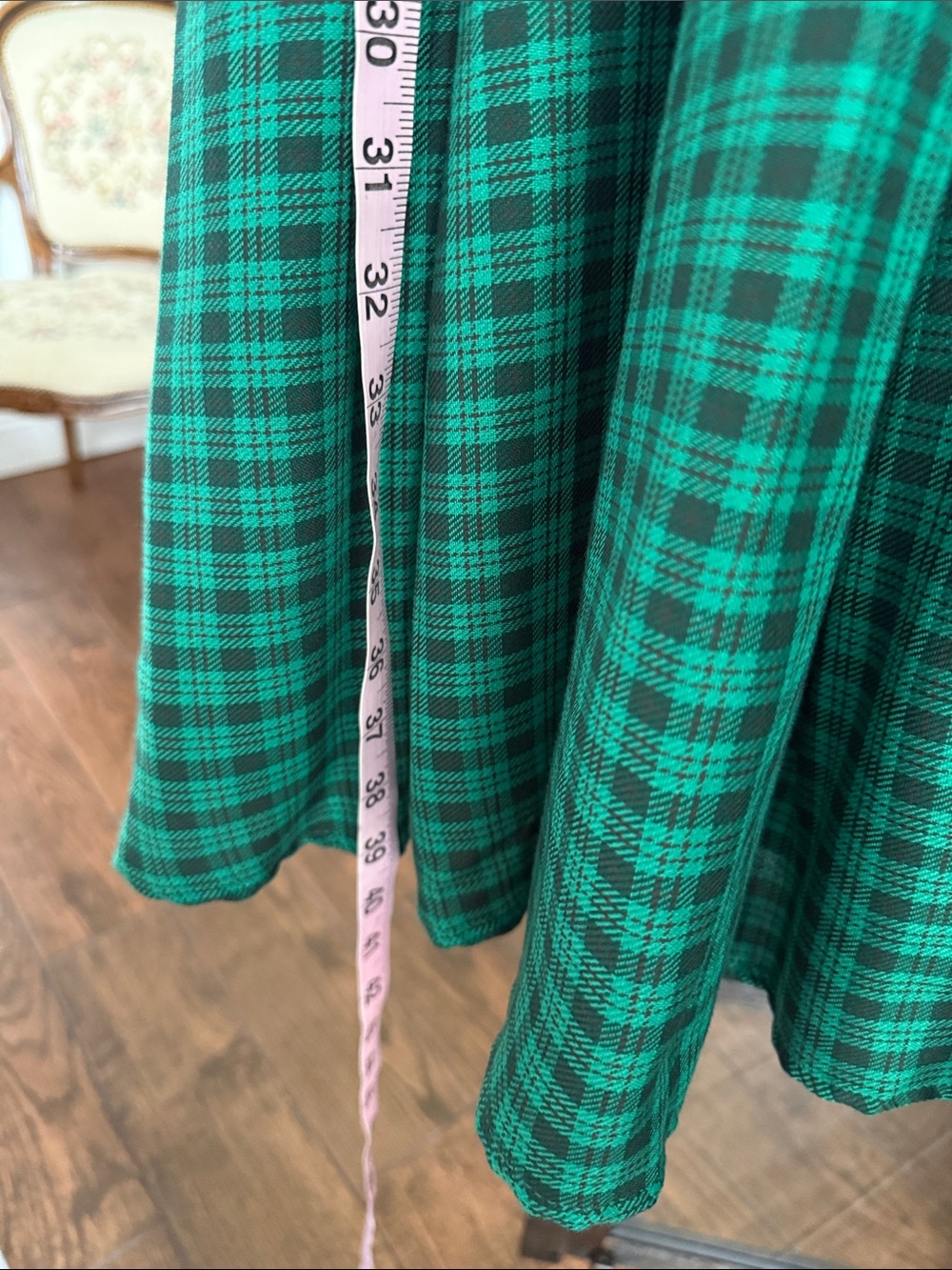 Ivy City Co Green Plaid Square-Neck Dress Size 12 - Picture 4 of 6